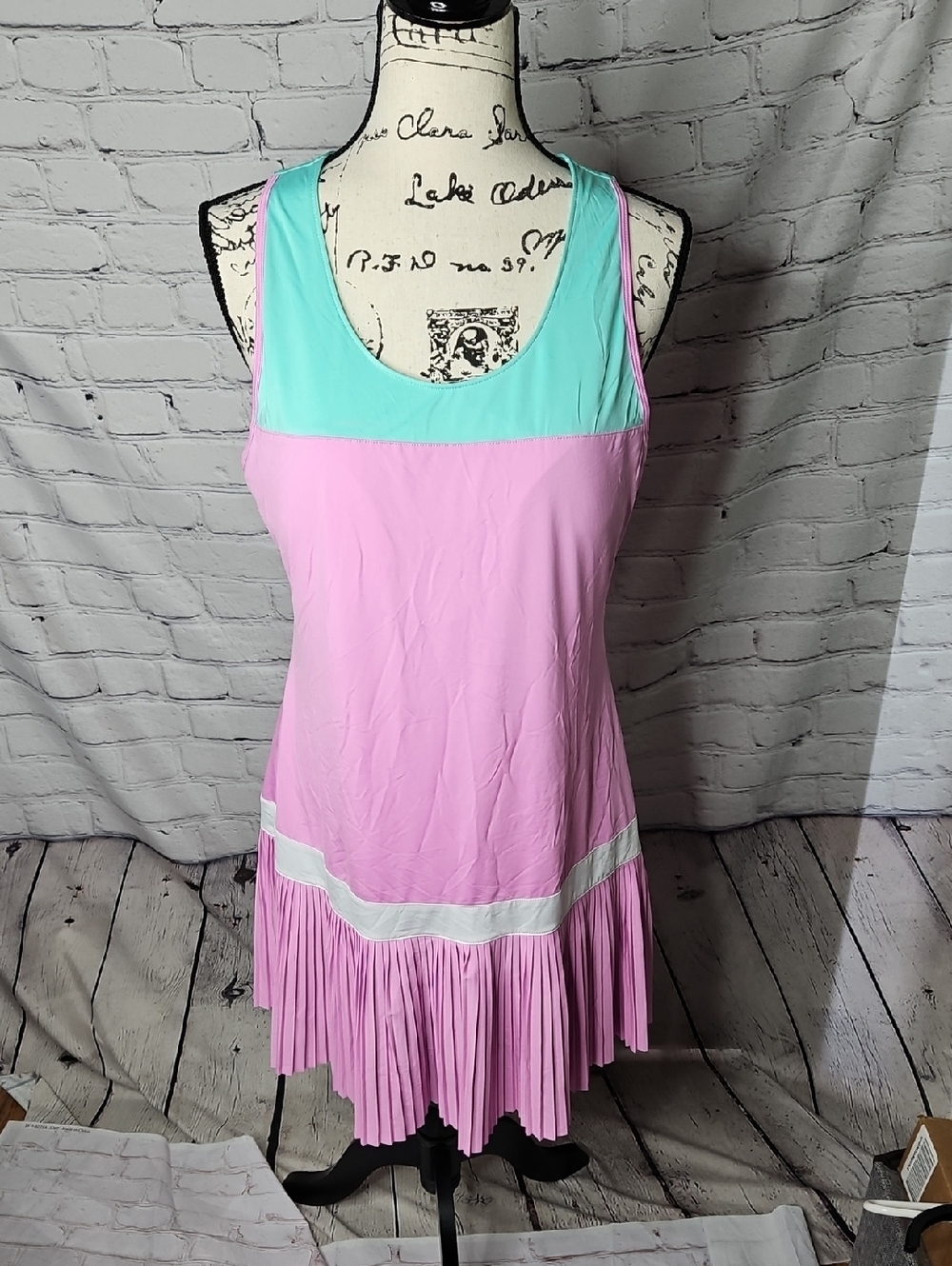 Fila Elite Pleated Tennis Dress Pink/Blue/White Size XL